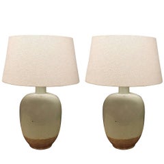 Pair of Pale Blue Lamps, China, Contemporary
