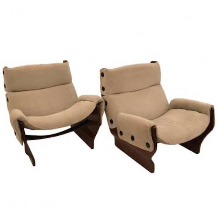 Osvaldo Borsani Pair of Modernist Club Chairs, Model "Canada" #P110 For Sale