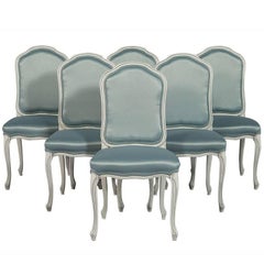 Set of Six Louis XV Style Upholstered Dining Chairs