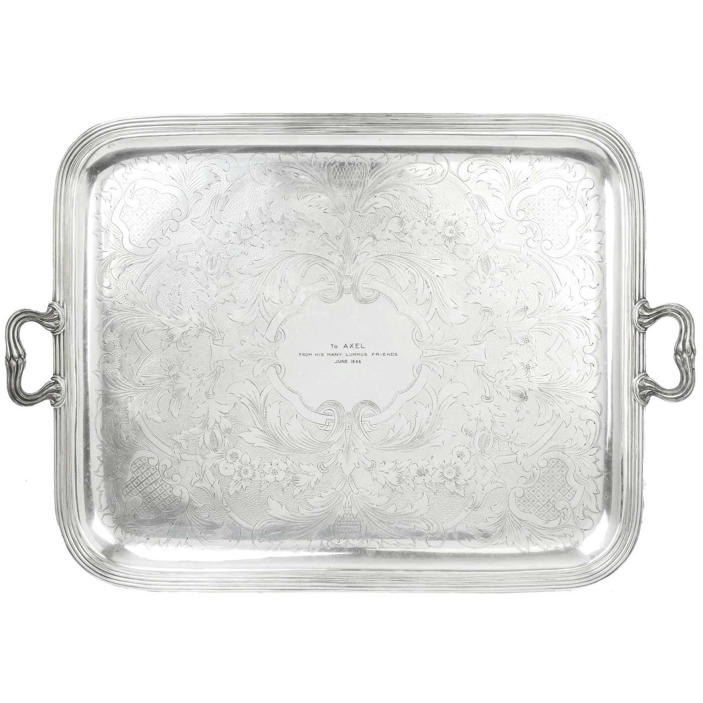 Christofle "Laque De Chine" Silver Plated Tray For Sale at Christofle "Laque De Chine" Silver Plated Tray For Sale at