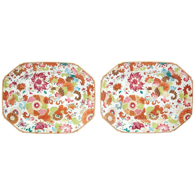 Chinese Export Porcelain Tobacco Leaf Pair of Dishes, circa 1765-1775 ...