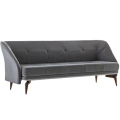 "Leeon" Three-Seat Velvet Covered Sofa Designed by L. and R. Palomba for Driade