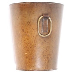 Waste Bin in Patinated Leather