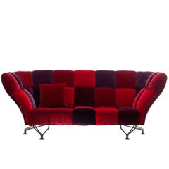 "33 Cuscini" Loira Velvet Three-Seat Sofa Designed by Paolo Rizzatto for Driade