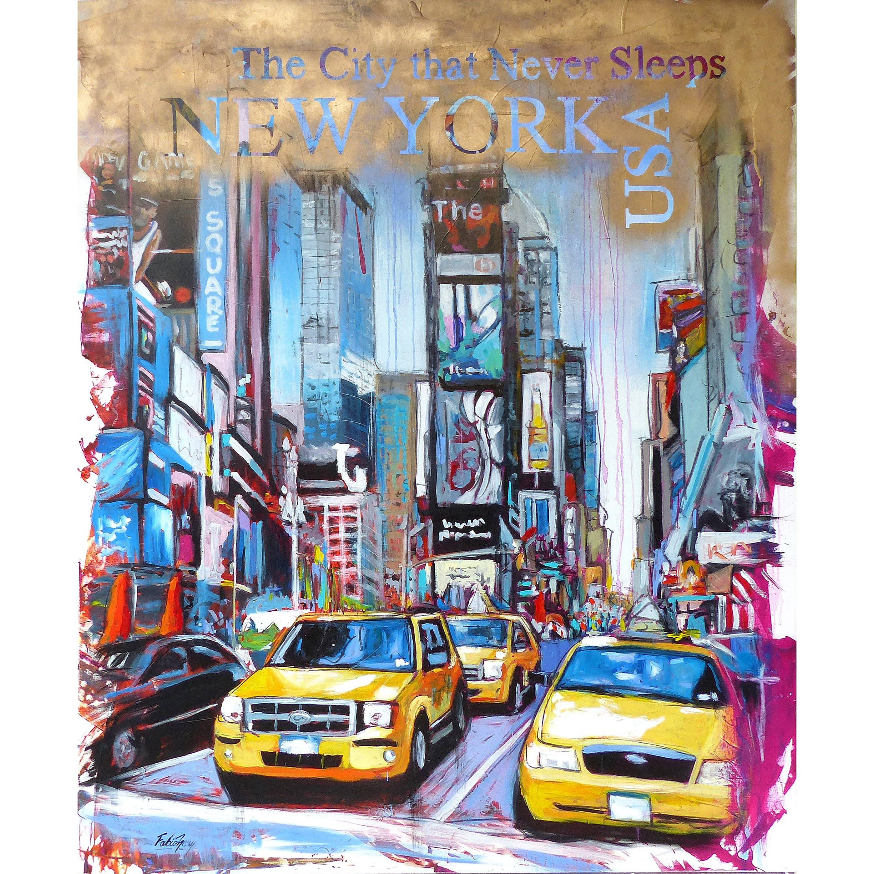 Monumental Painting "New York, Times Square" by Brazilian Artist Fabio Nery
