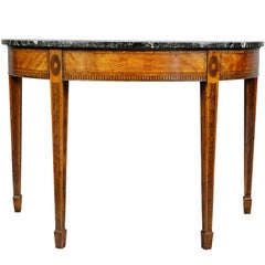 George III Mahogany and Inlaid Demilune Console Table
