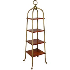 American Aesthetic Brass and Cherry Etagere