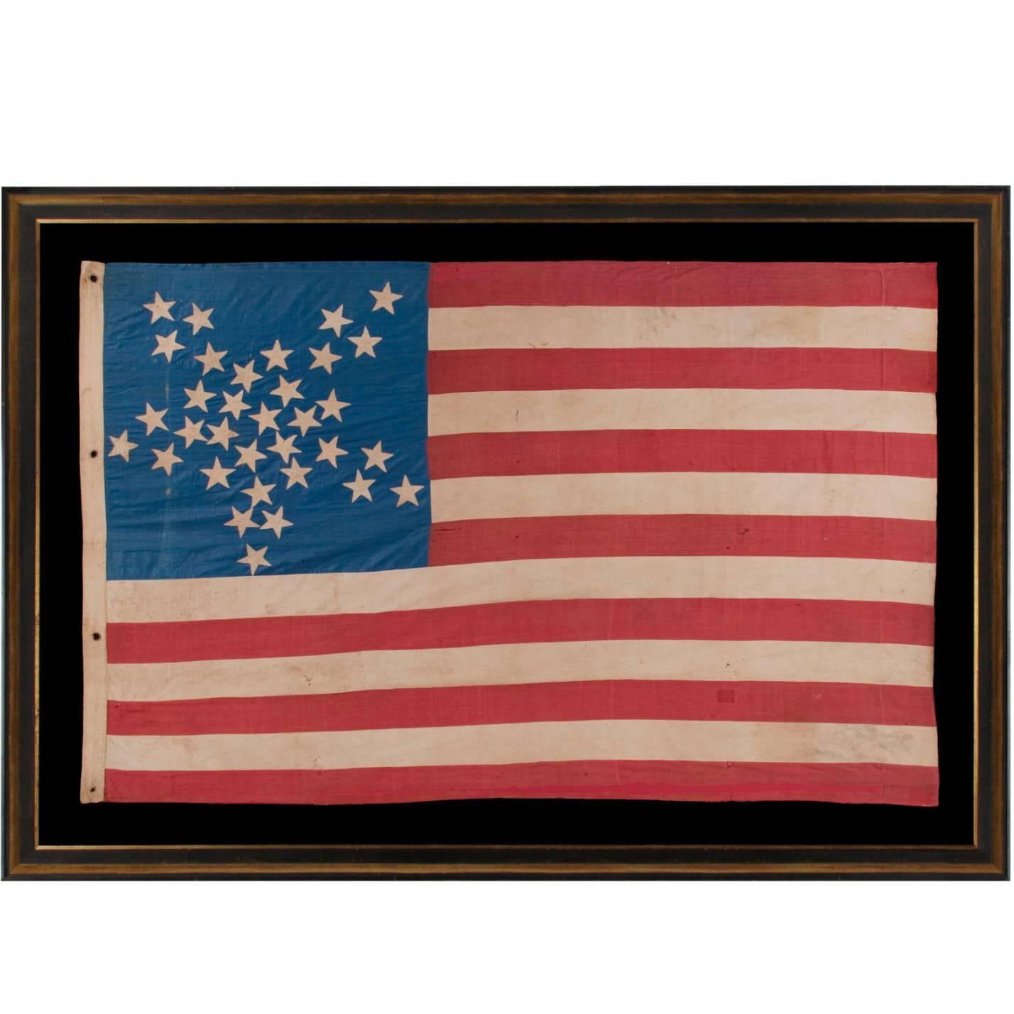 33 Stars in a "Great Star" or "Great Luminary" Patter on a Homemade Flag