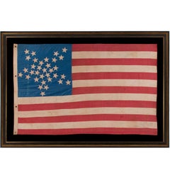 Antique 33 Stars in a "Great Star" or "Great Luminary" Patter on a Homemade Flag