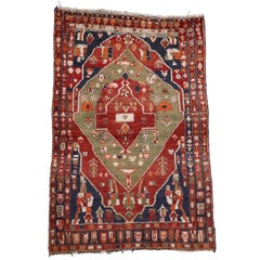 Vintage Persian Bakhtiari Rug with Medallion Design