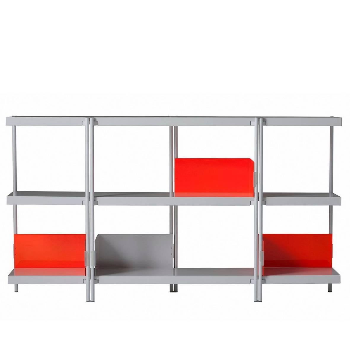 "Zigzag" Black or White Painted Steel Low Bookcase by Konstantin Grcic, Driade