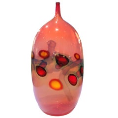 Anzolo Fuga Exceptional Handblown Glass Vase with Applied Murrhines 1960s