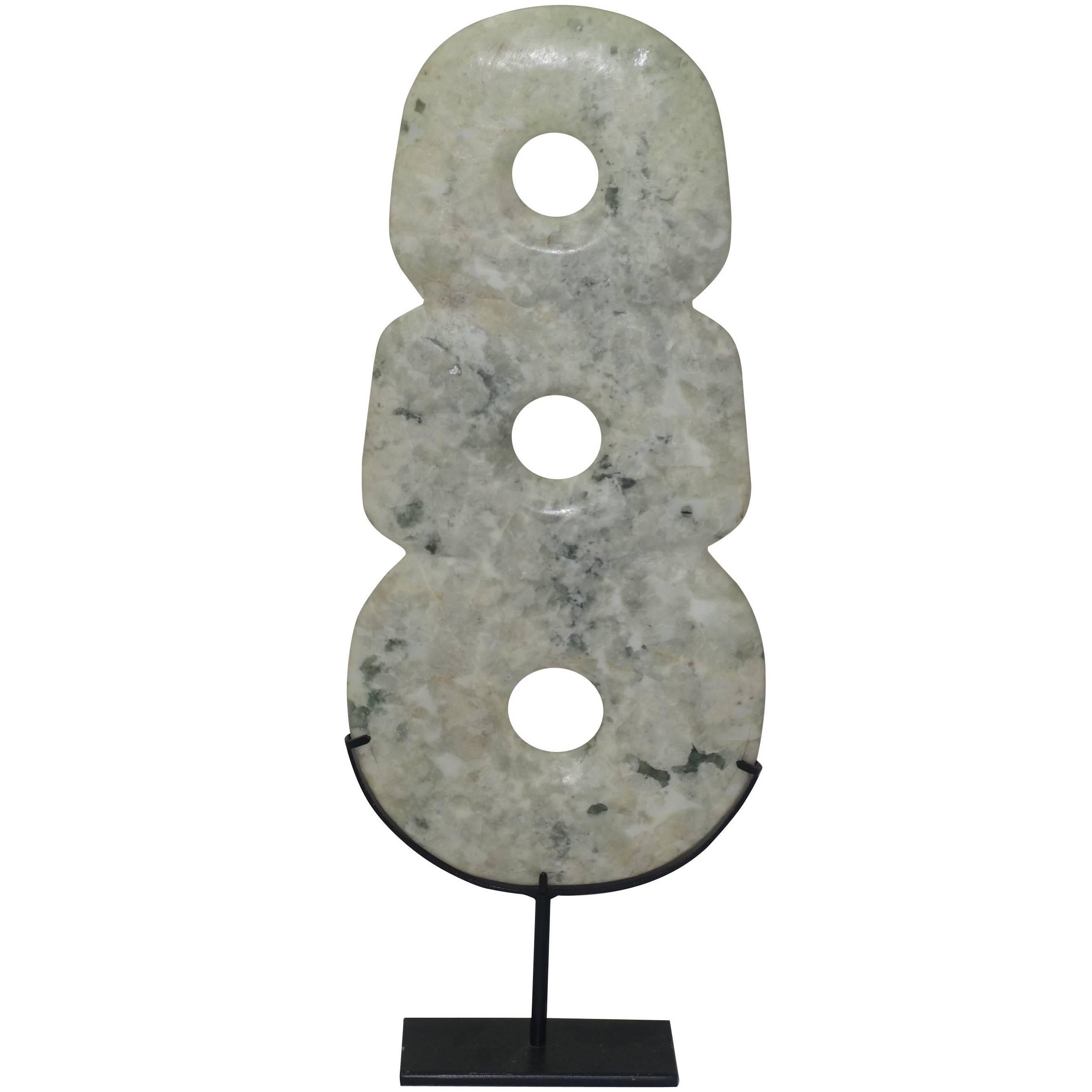 Three Vertical Circle Jadeite, China, Contemporary
