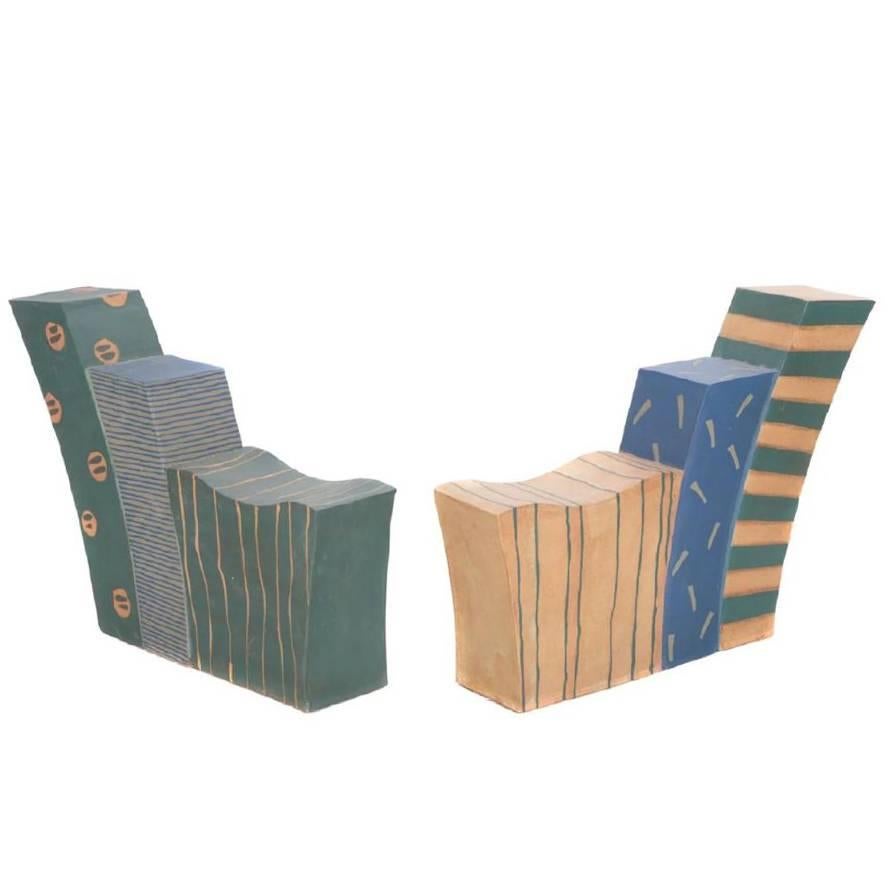 Important Pair of Contemporary Studio Pottery Stoneware Loveseats For Sale