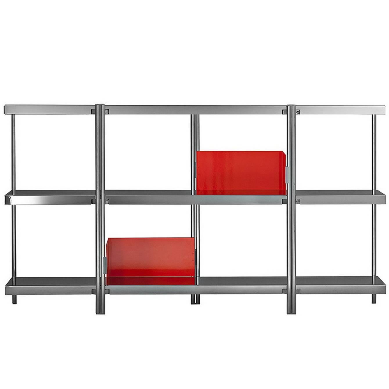 "Zigzag" Mirror Finished Steel Low Bookcase by Konstantin Grcic, Driade