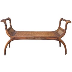 19th-20th Century Regency Style Cane Window Bench