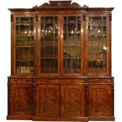 Antique Mid-19th Century Mahogany Breakfront Bookcase