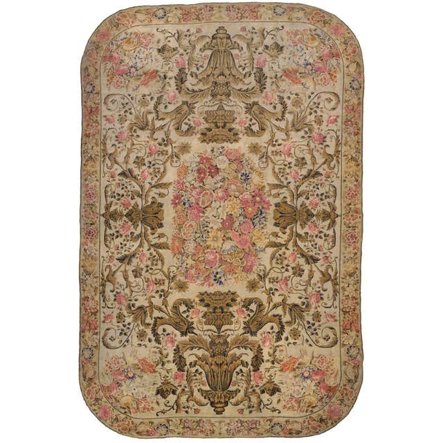 Early-20th Century Antique Blush Pink Floral Bessarabian Rug For Sale ...