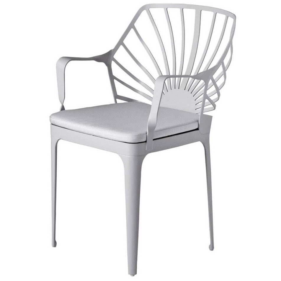 "Sunrise" White Painted Aluminum Easy Chair by L. and R. Palomba for Driade