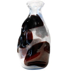 Anzolo Fuga Pulegoso Glass Vase with Black Spots, 1960s