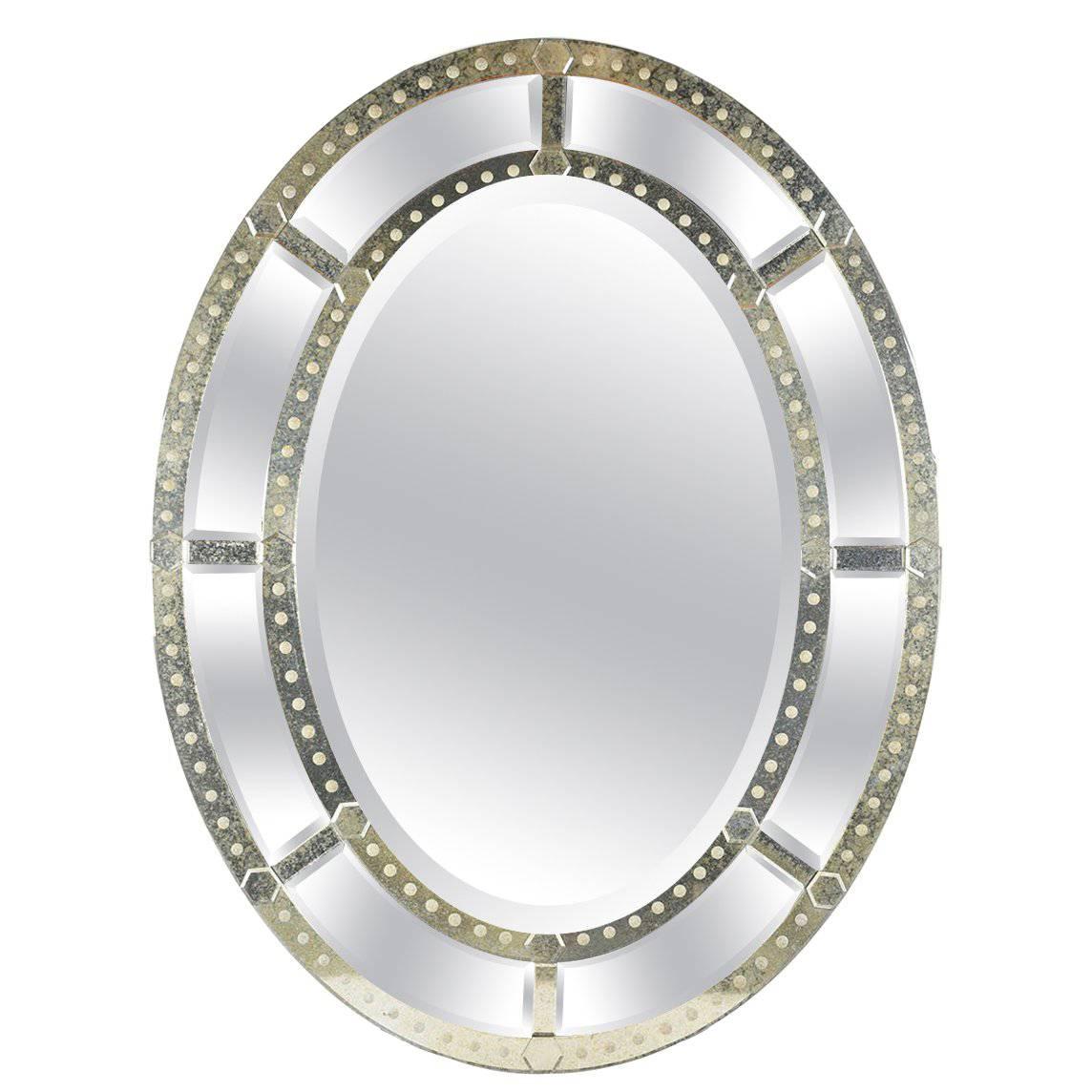 Large Venetian-Style Oval Standing Mirror