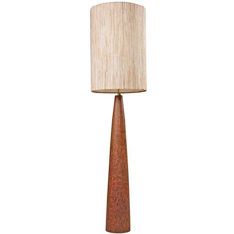 Chista Large Drum FloorStanding Solid Coconut Wood Lamp For Sale at