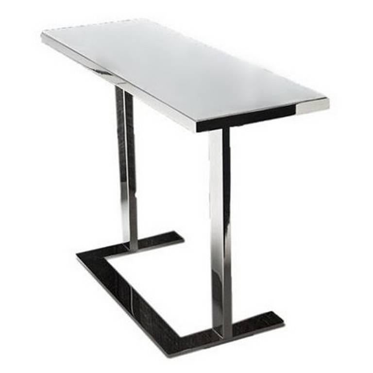 "Wow" White Painted Glass Top Side Table Designed by Philippe Starck for Driade For Sale