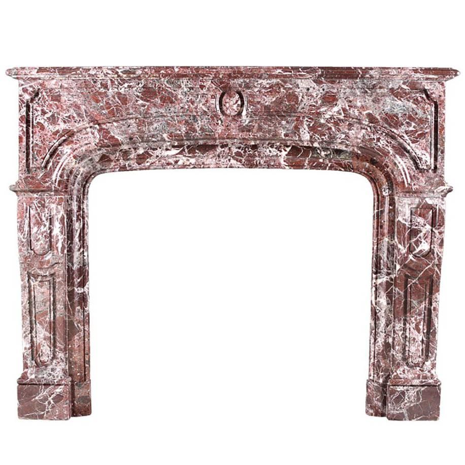Antique Louis XIV Regency Chimneypiece in Red Levanto Marble For Sale