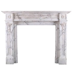 Louis XVI Antique Regency Fireplace Mantel in Arabescato Marble