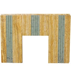 Art Deco 1920s Yellow Tavertine and Swedish Green Marble Fire Surround