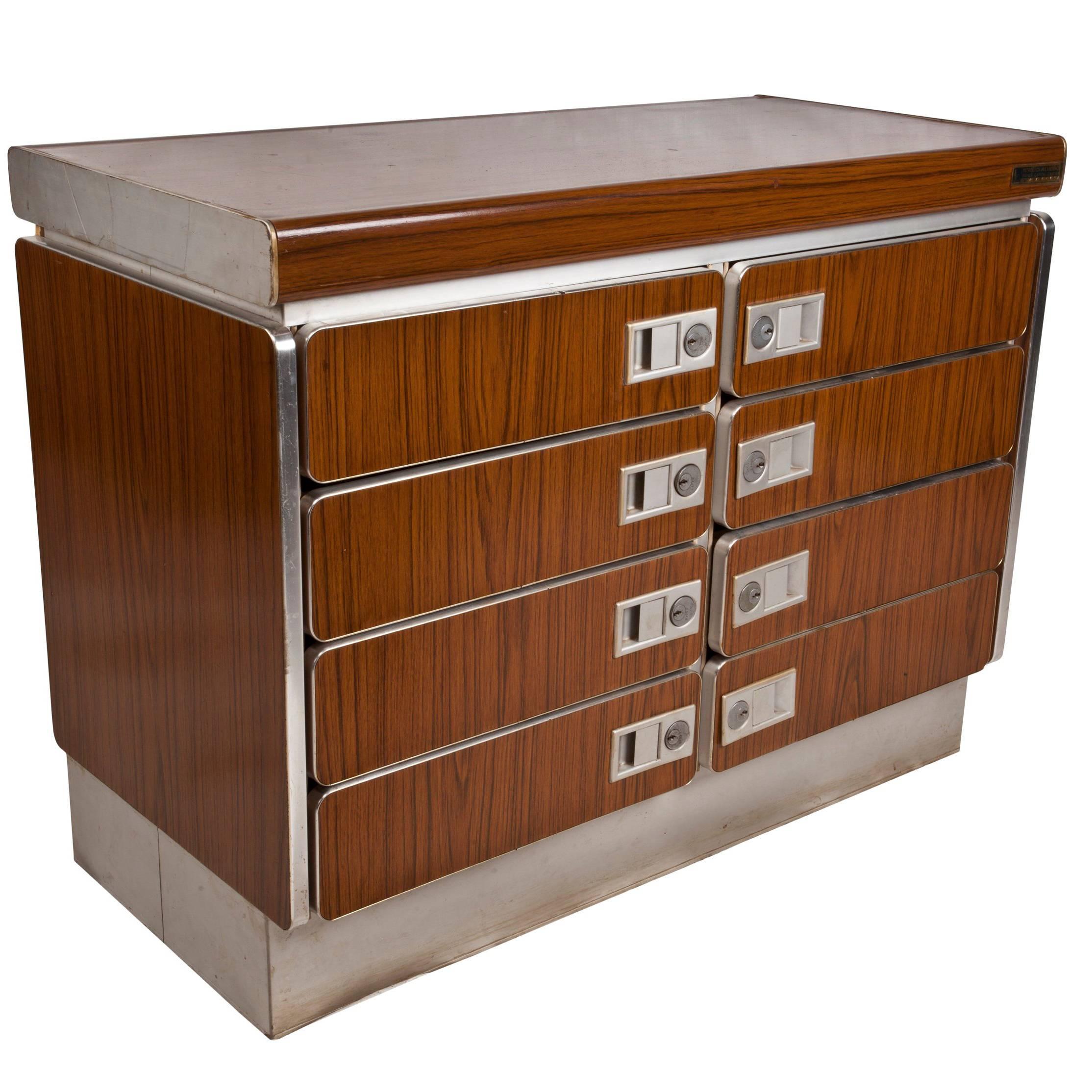 Rare Teak and Chrome Nautical Chest from Ship's Stateroom, Midcentury