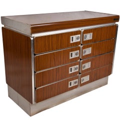 Rare Teak and Chrome Nautical Chest from Ship's Stateroom, Midcentury