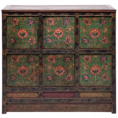 Tibetan Painted Lotus Cabinet