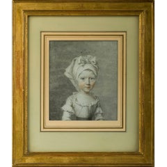 18th Century French School Drawing of a Young Girl