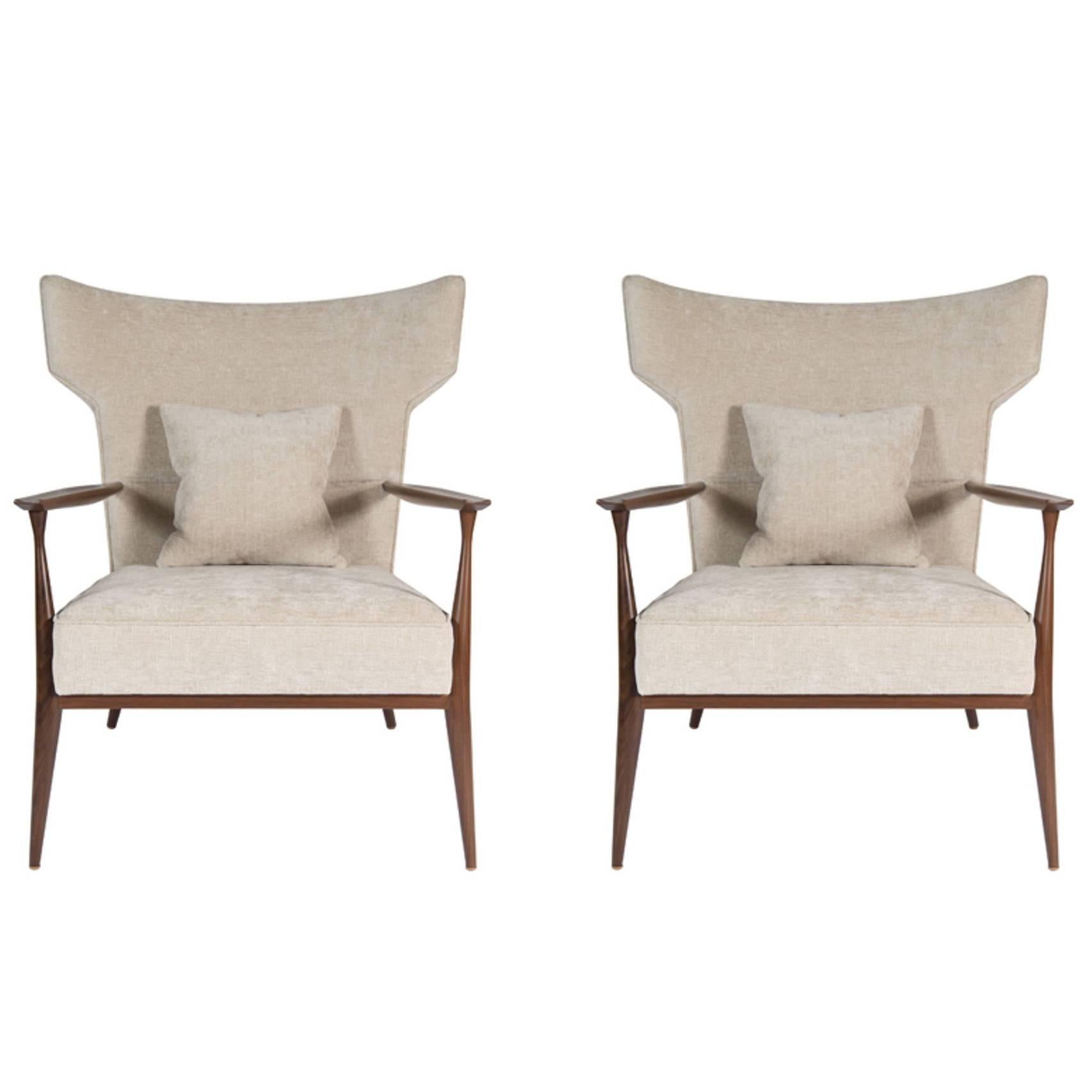 Pair of Morris Winged Back Armchairs For Sale