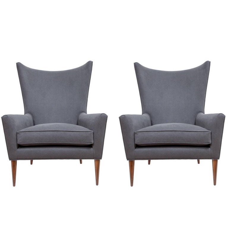 Pair of Morton Curved Back Wing Chairs For Sale at 1stDibs