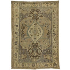Vintage Turkish Oushak Rug with Queen Anne Victorian Style