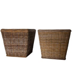 Large Woven Wicker Planters with Metal Liner Inserts