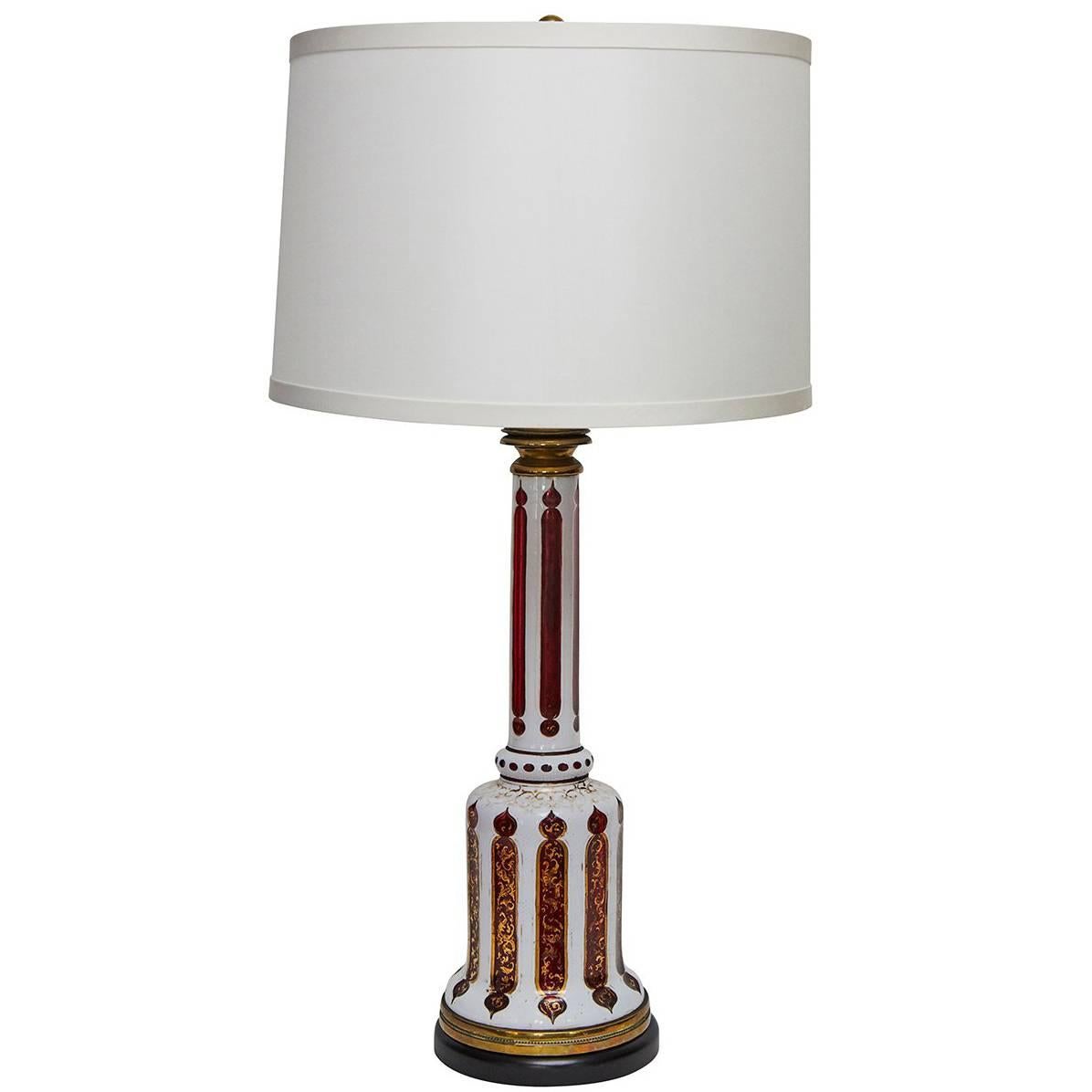 Bohemian Glass Table Lamp For Sale