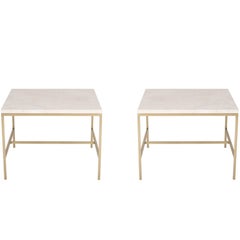 Pair of Hogue Travertine Top Side Tables