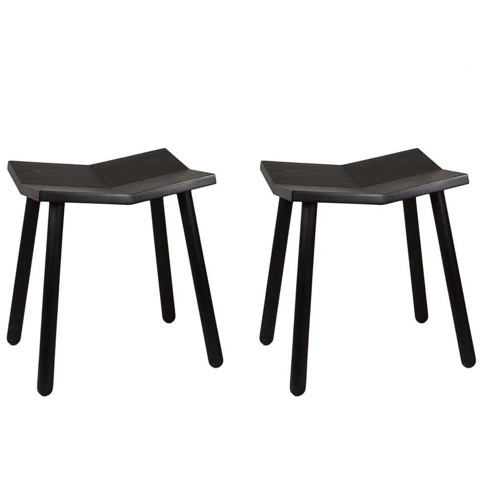 Customizable Pair Of Mitre Stools From Souda Black Low Made To Order