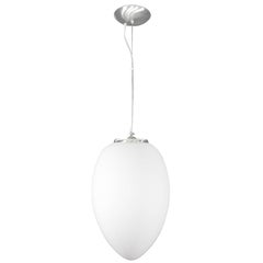 'Uovo' Table Pendant Lamp Satin White Blown Murano Glass Diffuser Egg Shape