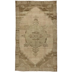 Vintage Turkish Oushak Rug with Warm, Neutral Colors and Modern Style