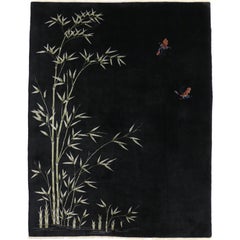 Black Antique Chinese Art Deco Rug