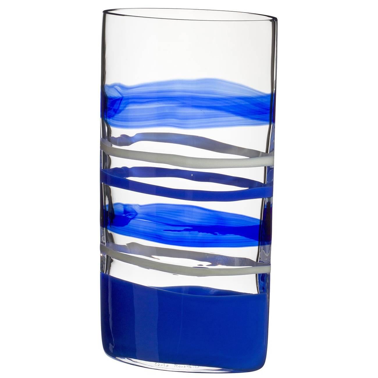 Arco Carlo Moretti Zeitgenössische Vase aus mundgeblasenem Muranoglas im Angebot