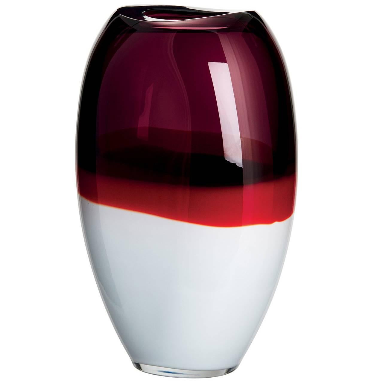 Enson Carlo Moretti Contemporary Mouth Blown Murano Glass Vase For Sale