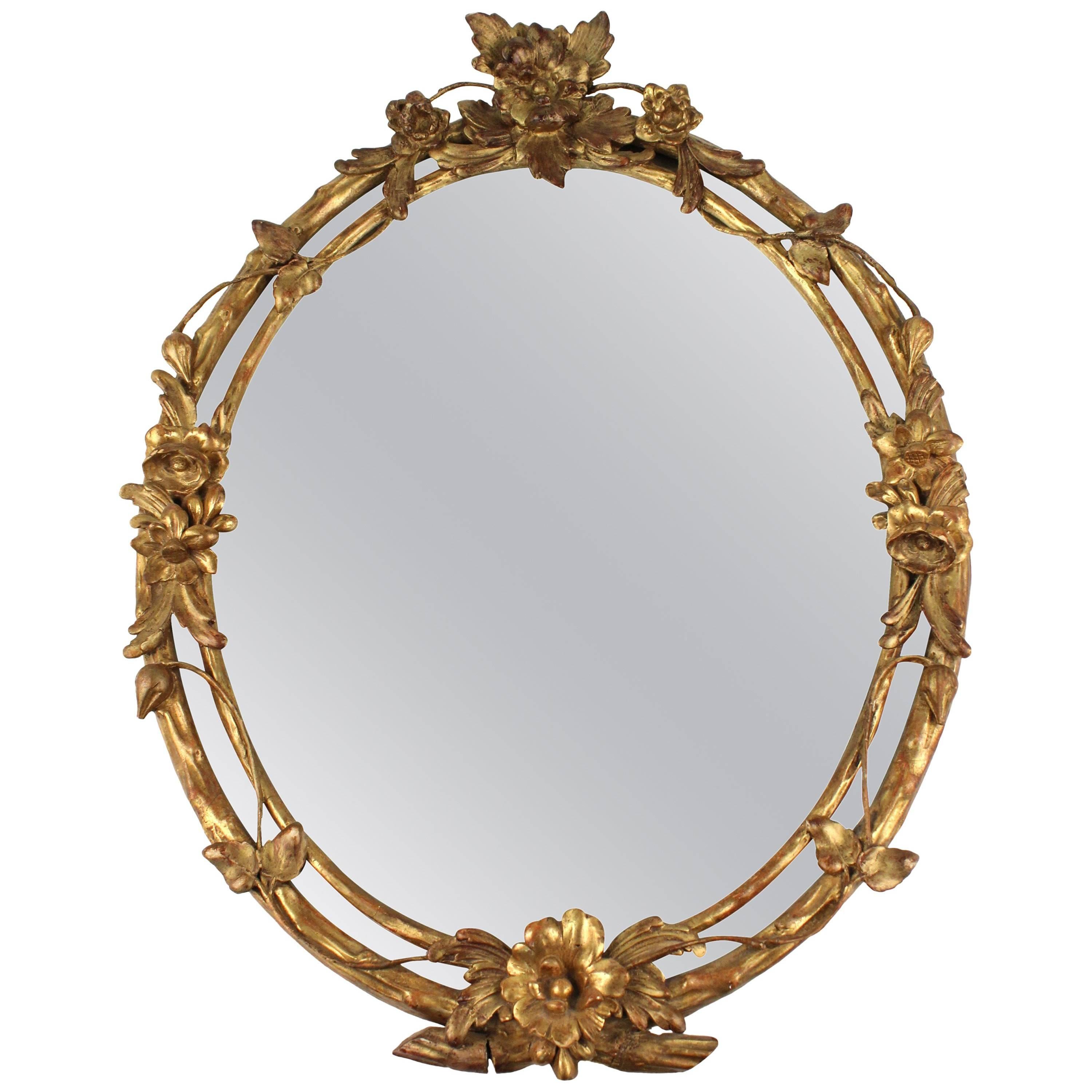 Oval French Giltwood Wall Mirror