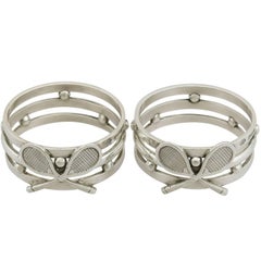 Edwardian Pair of Sterling Silver 'Tennis' Napkin Rings