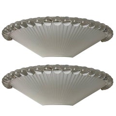 Pair of French Art Deco Lalique Sconces with Ribbed Motif "Perles"