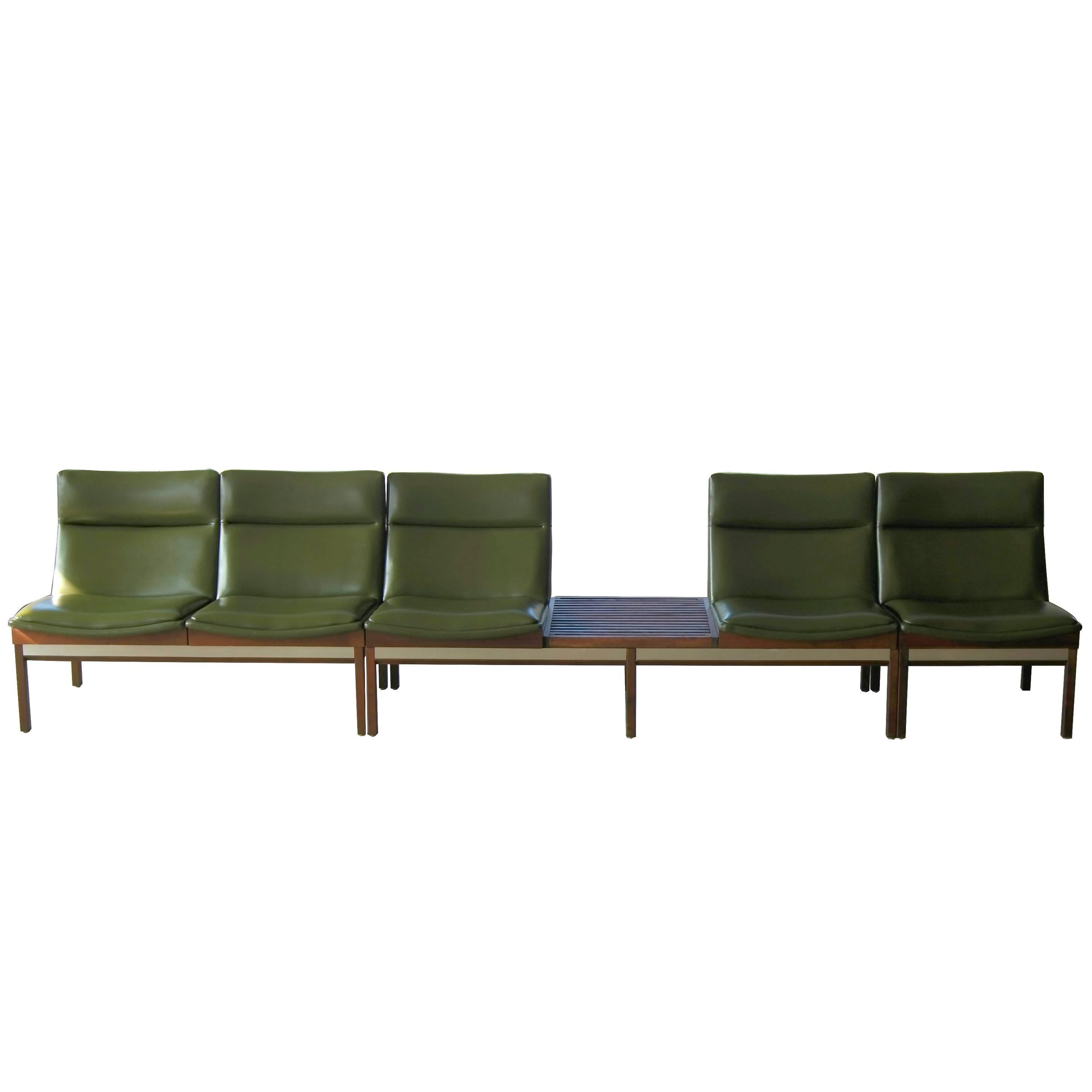 Arthur Umanoff Walnut Modular Sofa Set with Table for Madison Furniture, 1950s